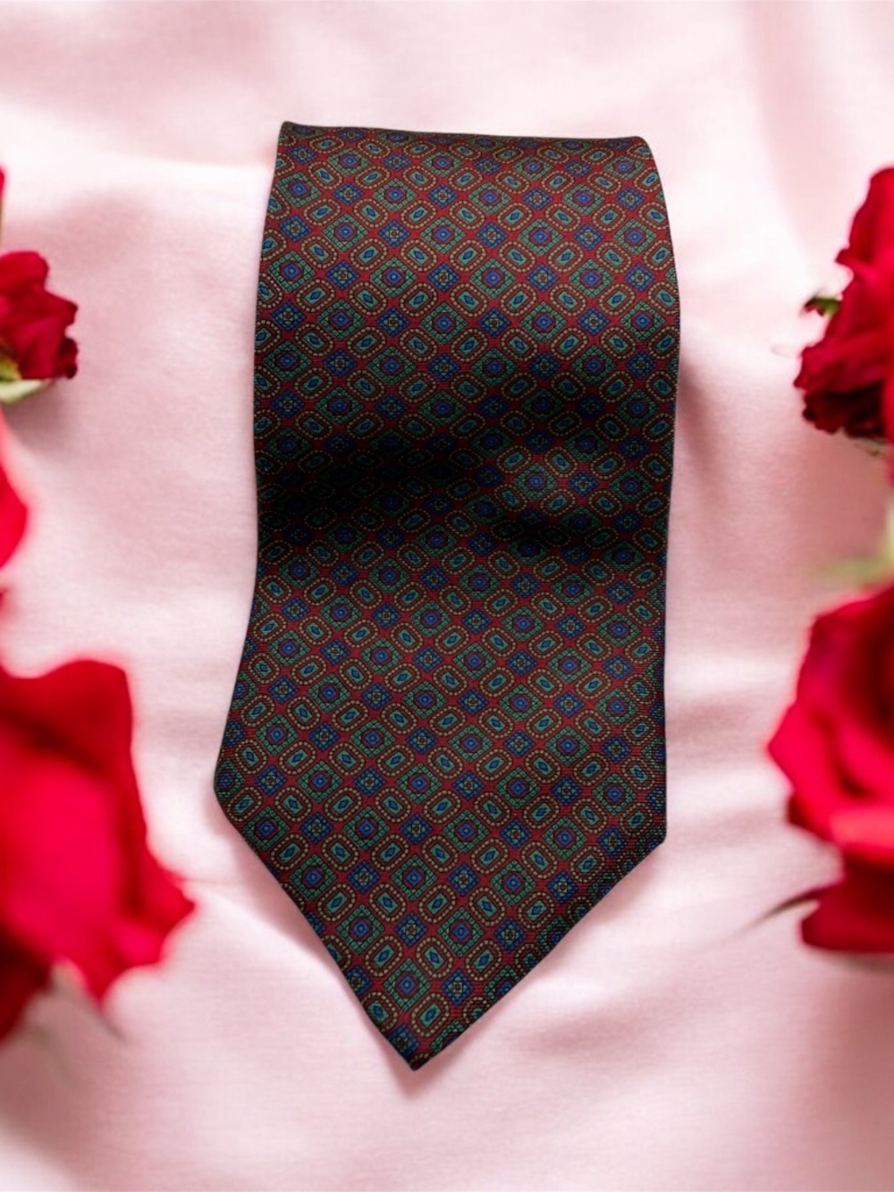 Coburne Square Italy Red Geometric Tie